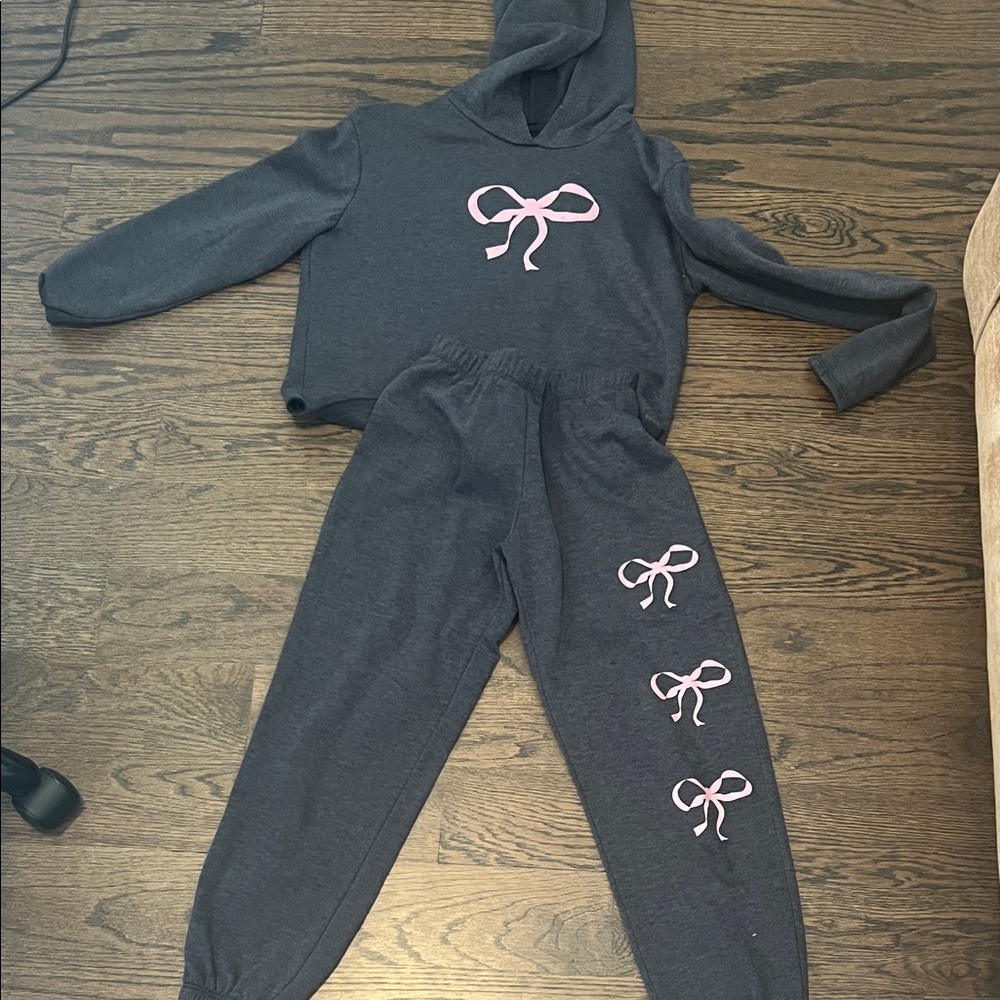 Cozy Kids Matching Set with Pink Bow Accents